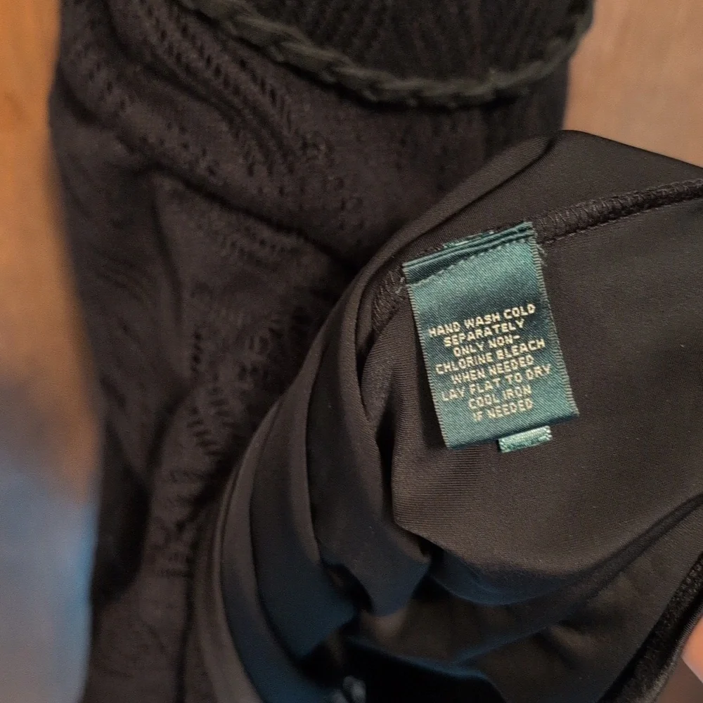 Lauren Ralph Lauren Elegant Black Knit Dress with Suede Leather Belt XL - Picture 7 of 11